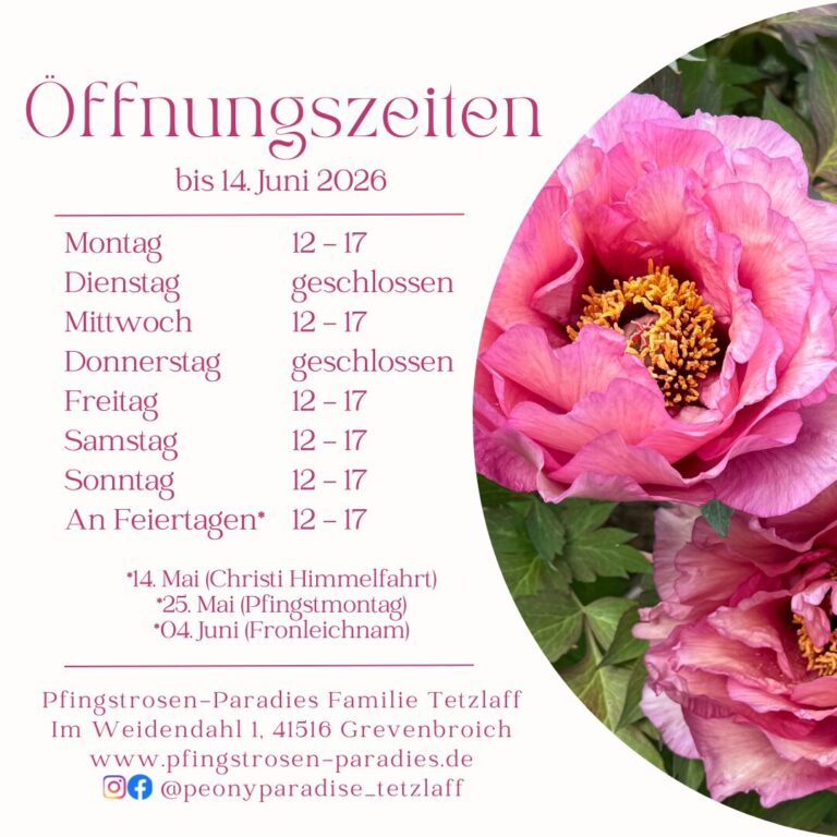 Pfingstrosen-Paradies Öffnungszeiten